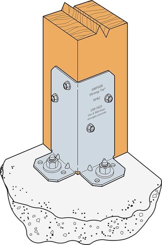 قاعدة عمود التحديثية المجلفنة من Simpson Strong-Tie RPBZ RPBZ ZMAX لمزدوج 2x4 (عبوة من 12 قطعة) in Kuwait