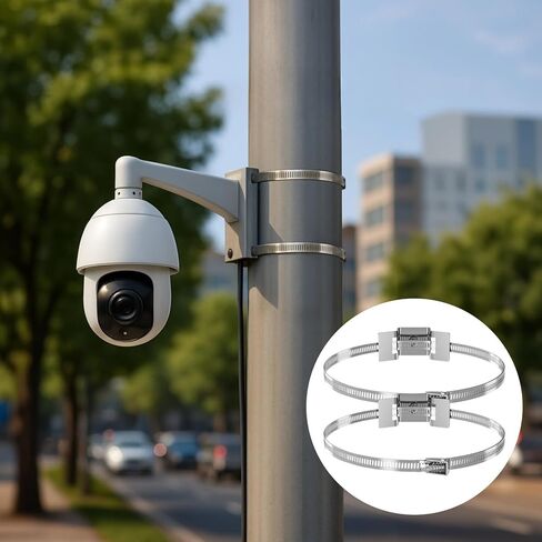 مجموعة دعامة تثبيت لافتة قابلة للتعديل للقطب، 304 من الفولاذ المقاوم للصدأ، قطعتان مع مسامير ومشابك، تناسب عمودًا من 4 إلى 15 بوصة، مثالية لكاميرات المراقبة والألواح الشمسية واللافتات والمزيد in Kuwait