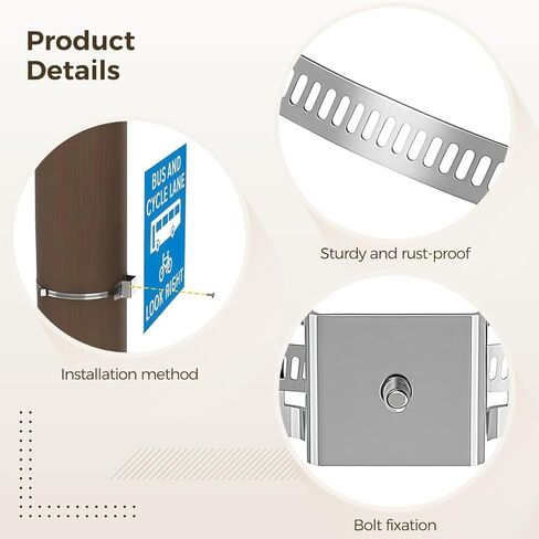 مجموعة دعامة تثبيت لافتة قابلة للتعديل للقطب، 304 من الفولاذ المقاوم للصدأ، قطعتان مع مسامير ومشابك، تناسب عمودًا من 4 إلى 15 بوصة، مثالية لكاميرات المراقبة والألواح الشمسية واللافتات والمزيد in Kuwait