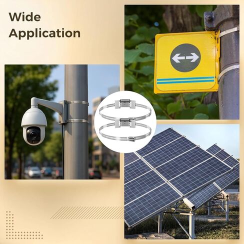 مجموعة دعامة تثبيت لافتة قابلة للتعديل للقطب، 304 من الفولاذ المقاوم للصدأ، قطعتان مع مسامير ومشابك، تناسب عمودًا من 4 إلى 15 بوصة، مثالية لكاميرات المراقبة والألواح الشمسية واللافتات والمزيد in Kuwait