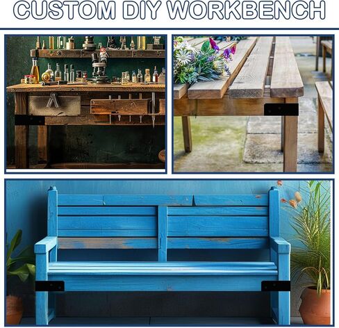 مجموعة أقواس منضدة العمل، 4 قطع دعامة زاوية لطاولة العمل شديدة التحمل للخشب 2 × 4 (1.5 بوصة × 3.5 بوصة فعليًا)، دعامات زاوية قائمة ثلاثية الاتجاهات لطاولة العمل المخصصة DIY in Kuwait