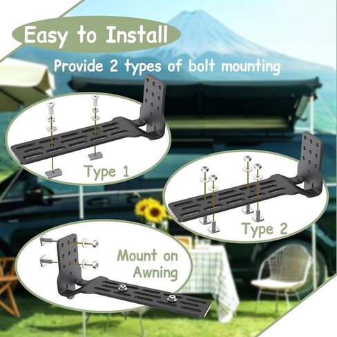 TOPOWN 2PCS المظلة تصاعد بين قوسين لرف سقف السيارة، حامل سقف المظلة قوس على شكل حرف L، المظلة جبل بين قوسين يناسب 180 المظلة / 270 المظلة، المظلة تصاعد قوس لشريط الصليب الثقيلة in Kuwait