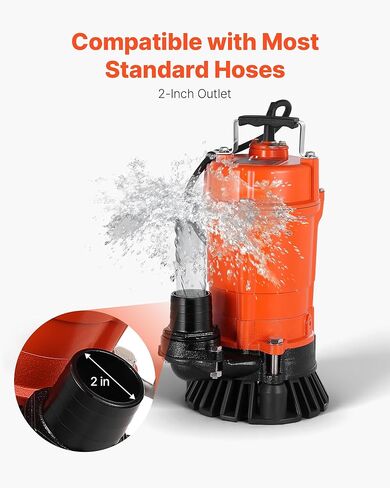 VEVOR 1/2 HP Submersible Trash Pump, 2000 GPH, 120V Cast Iron Submersible Sump Sewage Pump with 2 in Discharge, 39 ft Max Lift, Drain Dirty Clean Water, for Pools, Garden, Pond, Basement, Flooded Area in Saudi Arabia