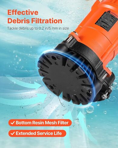VEVOR 1/2 HP Submersible Trash Pump, 2000 GPH, 120V Cast Iron Submersible Sump Sewage Pump with 2 in Discharge, 39 ft Max Lift, Drain Dirty Clean Water, for Pools, Garden, Pond, Basement, Flooded Area in Saudi Arabia