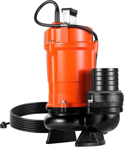 VEVOR 1/2 HP Submersible Trash Pump, 2000 GPH, 120V Cast Iron Submersible Sump Sewage Pump with 2 in Discharge, 39 ft Max Lift, Drain Dirty Clean Water, for Pools, Garden, Pond, Basement, Flooded Area in Saudi Arabia