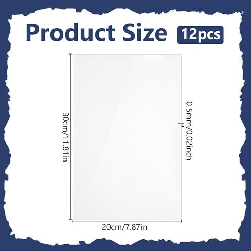 MAYJOYDIY 12 Pack Clear ABS Plastic Sheet, 11.8" x 7.9" x0.02" Transparent Thin Plastic Borad, Flexible Cuttable Bendable DIY Sheets for Jewelry Making Art Projects Picture Frames Painting in Saudi Arabia