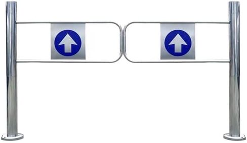 بوابة التأرجح الأوتوماتيكية في اتجاه واحد، جهاز مدخل/خروج بباب مزدوج من الفولاذ المقاوم للصدأ، بوابة حاجز آمنة للسوبر ماركت والمخزن والمكتبة والمستودع (180 × 97 سم) in Kuwait