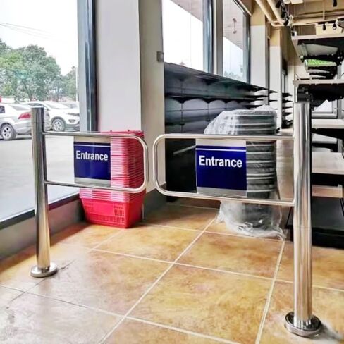 Automatic Swing Gate 1-Way Door, Stainless Steel Double Door Entrance/Exit Device, Secure Barricade Gate for Supermarket, Store, Library & Warehouse (180x97cm) in Saudi Arabia