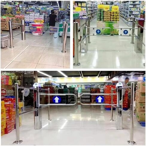 Automatic Swing Gate 1-Way Door, Stainless Steel Double Door Entrance/Exit Device, Secure Barricade Gate for Supermarket, Store, Library & Warehouse (180x97cm) in Saudi Arabia