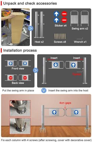 Automatic Swing Gate 1-Way Door, Stainless Steel Double Door Entrance/Exit Device, Secure Barricade Gate for Supermarket, Store, Library & Warehouse (180x97cm) in Saudi Arabia