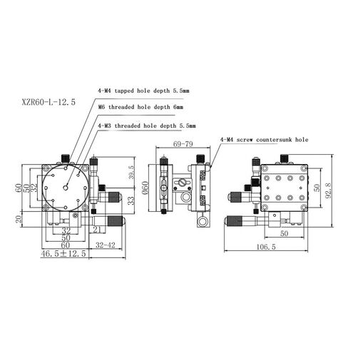 Measuring Displacement and Increasing Stroke XZR60-L Manual fine-Tuning Platform in Kuwait