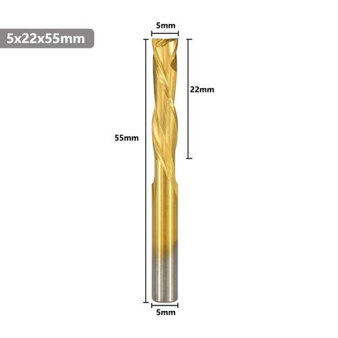 2 Flute Up Down Spiral End Mill CNC Router Bit 3.175/4/6/8/10mm Shank Tianium Coated Carbide End Mill for Wood Carving Engraving Grinding in Saudi Arabia