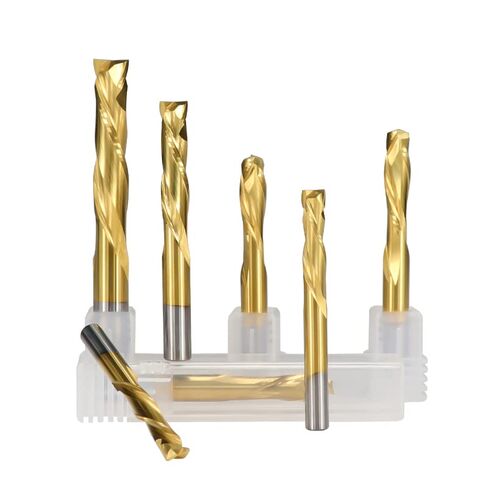 2 Flute Up Down Spiral End Mill CNC Router Bit 3.175/4/6/8/10mm Shank Tianium Coated Carbide End Mill for Wood Carving Engraving Grinding in Saudi Arabia