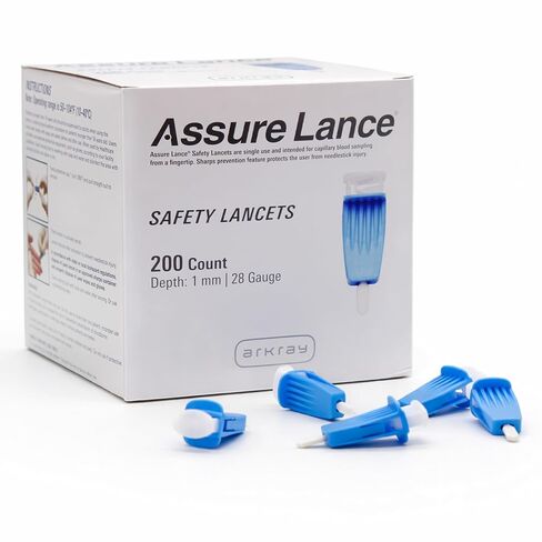 Arkray 980225 SAFETY Lancet Assure Lance Fixed Depth Lancet Needle 2.0 mm Depth 25 Gauge Push Button (Pack of 200) in Kuwait