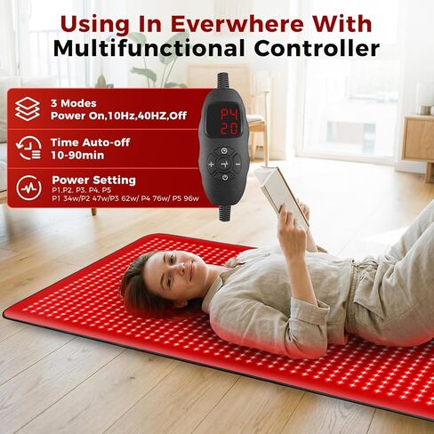Full Body Red Light Therapy Mat, 2in1 LEDs (660nm& 850nm) Red Light Therapy Blanket, 76.8" x 33.4" Premium Material, Adjustable Timer & Intensity in Saudi Arabia