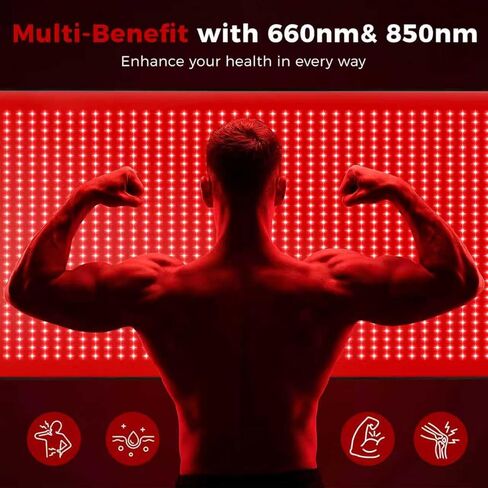 Full Body Red Light Therapy Mat, 2in1 LEDs (660nm& 850nm) Red Light Therapy Blanket, 76.8" x 33.4" Premium Material, Adjustable Timer & Intensity in Saudi Arabia