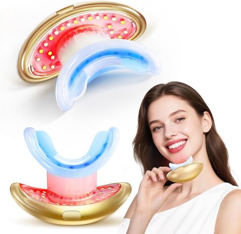 جهاز تكبير الشفاه - 2 في 1 لتفتيح الشفاه والأسنان وتقليل تجاعيد الشفاه، جهاز تكبير الشفاه السريع للنساء (ذهبي) in Kuwait