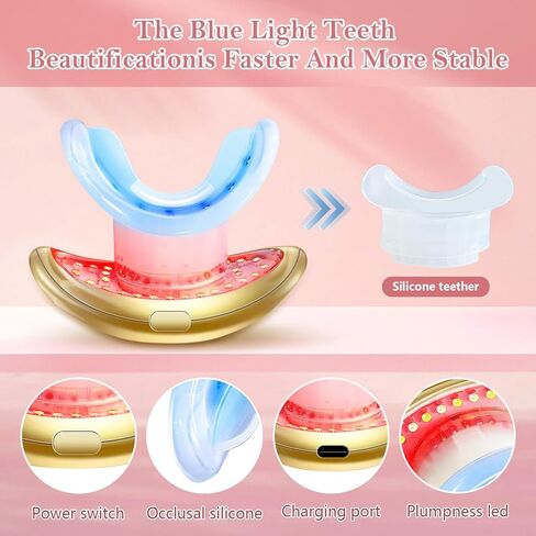 جهاز تكبير الشفاه - 2 في 1 لتفتيح الشفاه والأسنان وتقليل تجاعيد الشفاه، جهاز تكبير الشفاه السريع للنساء (ذهبي) in Kuwait
