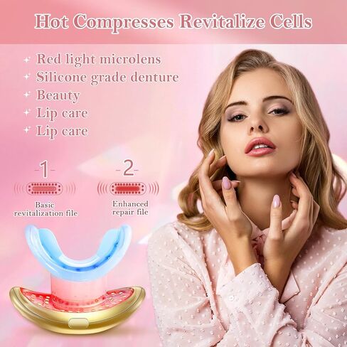 جهاز تكبير الشفاه - 2 في 1 لتفتيح الشفاه والأسنان وتقليل تجاعيد الشفاه، جهاز تكبير الشفاه السريع للنساء (ذهبي) in Kuwait