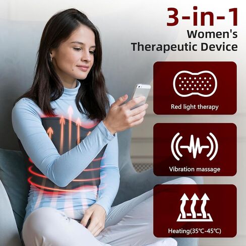 جهاز العلاج بالضوء الأحمر للصدر - 130 مصباح LED 660 نانومتر، تدليك بالاهتزاز، 3 مستويات للحرارة (95 درجة فهرنهايت / 104 درجة فهرنهايت / 113 درجة فهرنهايت) - تخفيف آلام الثدي والتهابه in Kuwait