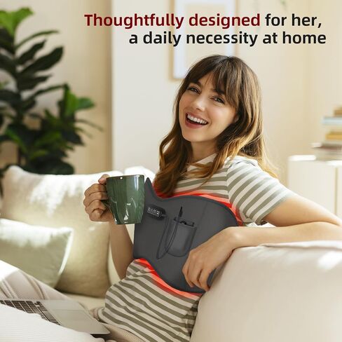 جهاز العلاج بالضوء الأحمر للصدر - 130 مصباح LED 660 نانومتر، تدليك بالاهتزاز، 3 مستويات للحرارة (95 درجة فهرنهايت / 104 درجة فهرنهايت / 113 درجة فهرنهايت) - تخفيف آلام الثدي والتهابه in Kuwait