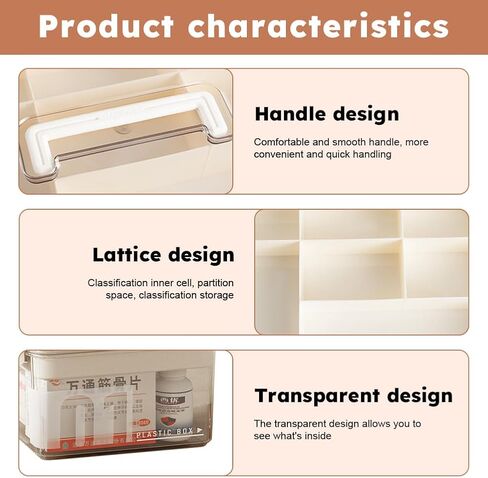 Medicine Storage Box with Handles, Clear Plastic Medicine Storage Organizer & First Aid Box, Multipurpose Medical Supply Organizer with Removable Tray for Home, Office & Travel(Clear) in Kuwait