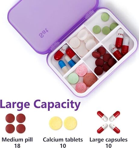 6 Times a Day, 7 Piece Set Pill Organizer-Weekly Daily Travel Medicine Multicolored Organizer,Portable 7 Day Pill Box with Moisture-Proof Pill Case Travel Pill Container for Vitamins Supplements in Saudi Arabia
