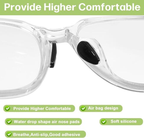 Adhesive Silicone Anti Slip Glasses Nose Pads Stick On, 3.2mm Thick Glasses Nose Grips Non Slip with Air Bag for Sunglasses Reading (10 Pairs, Black) in Saudi Arabia