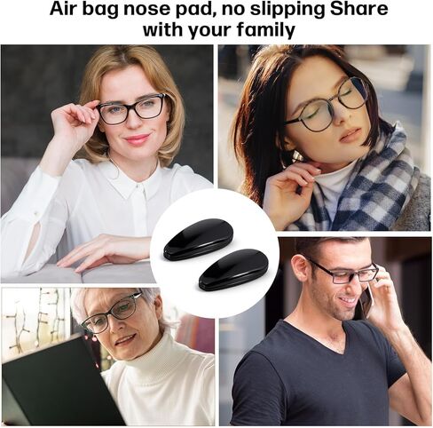 Adhesive Silicone Anti Slip Glasses Nose Pads Stick On, 3.2mm Thick Glasses Nose Grips Non Slip with Air Bag for Sunglasses Reading (10 Pairs, Black) in Saudi Arabia
