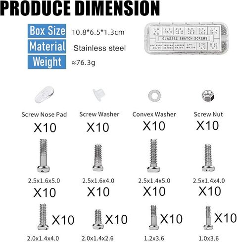 طقم إصلاح النظارات متوافق مع Ray-Ban Oakley Prada Gucci، طقم أدوات إصلاح النظارات 120 قطعة مع برغي النظارات و5 أزواج من وسادات الأنف المسمارية، لوسادة الأنف المفصلية بإطار النظارات. in Kuwait
