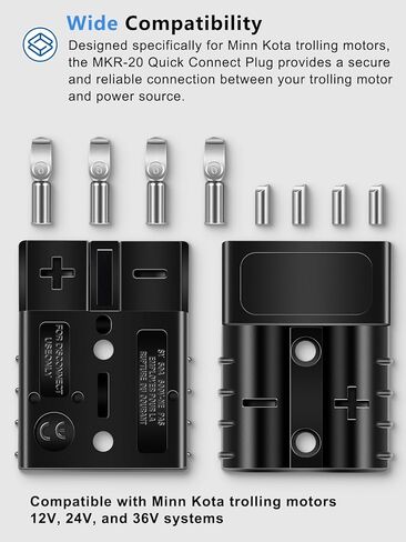 Replacement for 1865107 Trolling Motor Quick Connect Plug - MKR-20, Heavy-Duty 2-Wire Connector with Positive Snap-Lock for 6 to 12-Gauge Wire in Saudi Arabia