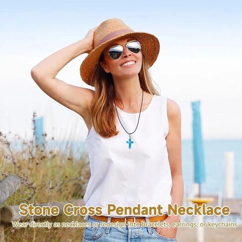 50 قطعة من قلادات الصليب الحجري، سلك قابل للتعديل، سحر الأحجار الكريمة الطبيعية مع لمسة نهائية مصقولة، صناعة المجوهرات بنفسك سحر متقاطع للأساور والأقراط والهدايا in Kuwait