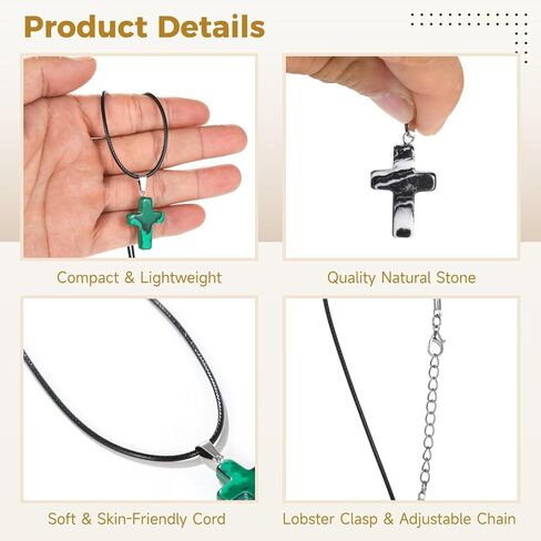 50 قطعة من قلادات الصليب الحجري، سلك قابل للتعديل، سحر الأحجار الكريمة الطبيعية مع لمسة نهائية مصقولة، صناعة المجوهرات بنفسك سحر متقاطع للأساور والأقراط والهدايا in Kuwait