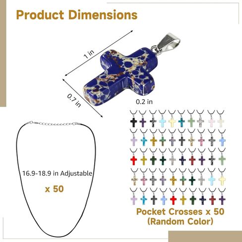 50 قطعة من قلادات الصليب الحجري، سلك قابل للتعديل، سحر الأحجار الكريمة الطبيعية مع لمسة نهائية مصقولة، صناعة المجوهرات بنفسك سحر متقاطع للأساور والأقراط والهدايا in Kuwait