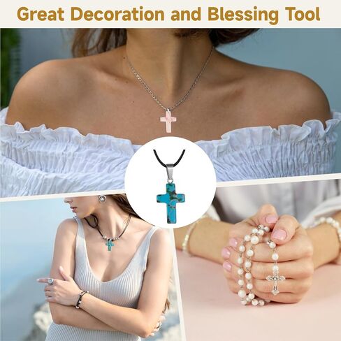 50 قطعة من قلادات الصليب الحجري، سلك قابل للتعديل، سحر الأحجار الكريمة الطبيعية مع لمسة نهائية مصقولة، صناعة المجوهرات بنفسك سحر متقاطع للأساور والأقراط والهدايا in Kuwait