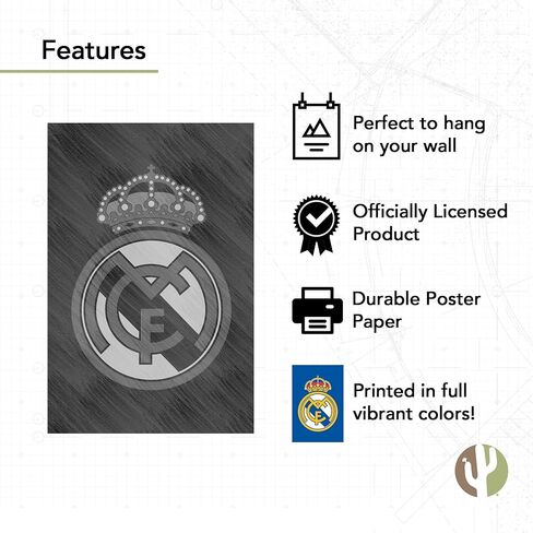 ملصق Desert Cactus Real Madrid FC، لوس بلانكوس مدريديستاس لكرة القدم، مقاس 11 × 17 بوصة، ديكور غرفة المكتب، معدات المعجبين الرسمية (11 × 17 بوصة، الإصدار B) in Saudi Arabia