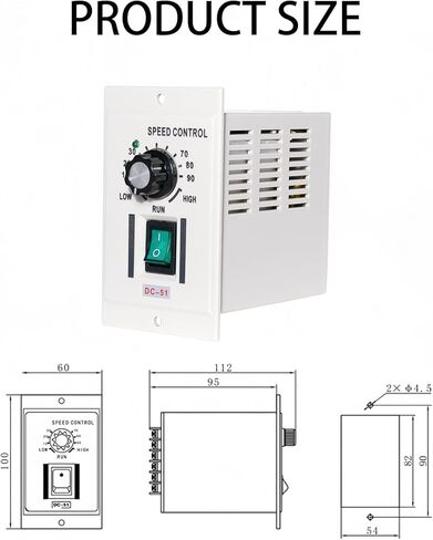 وحدة تحكم في سرعة محرك تيار مستمر بمغناطيس دائم 400 وات، منظم سرعة كهربائي مع مدخل تيار متردد 110 فولت ومخرج تيار مستمر 0 - 90 فولت، سرعة قابلة للتعديل بمقبض in Kuwait