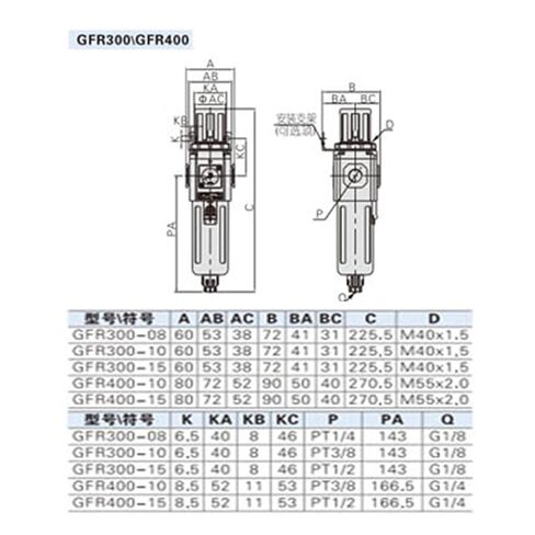 Air Processor Regulator GFR200-06 GFR200-08 GFR300-08 GFR300-10 GFR300-15 GFR400-15 Air Compressor air Filtration(GFR300-08D) in Kuwait