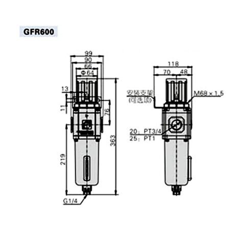 Air Processor Regulator GFR200-06 GFR200-08 GFR300-08 GFR300-10 GFR300-15 GFR400-15 Air Compressor air Filtration(GFR300-08D) in Kuwait