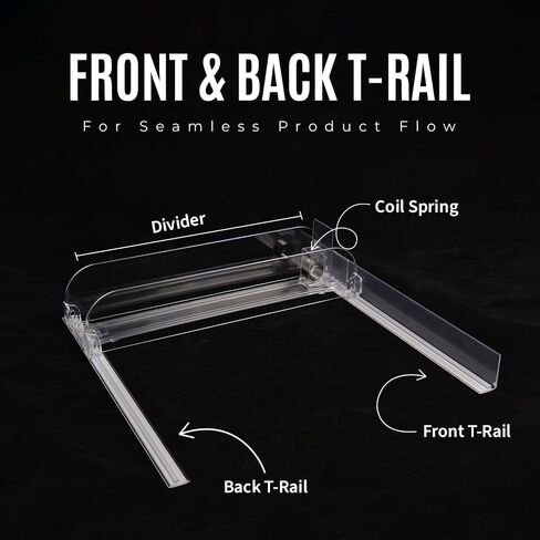 Pack of 3 T-Rails for Shelf Pushers Kit – Replacement & Add-On Set | Front & Back T-Rail System for Seamless Product Flow | Ideal for Smoke Shops, Convenience Stores, and Retail Displays in Saudi Arabia
