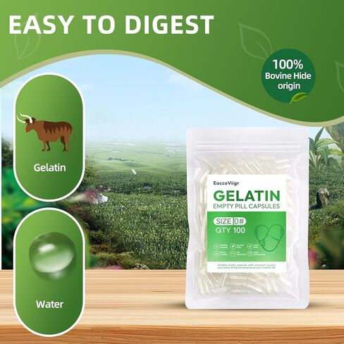 Size 0 Gelatin Empty Capsules - 100 Count Clear Empty Pill Capsules, Fillable Empty Gel Capsule for Homemade Vitamins & Powders, Easy for DIY Supplements in Saudi Arabia