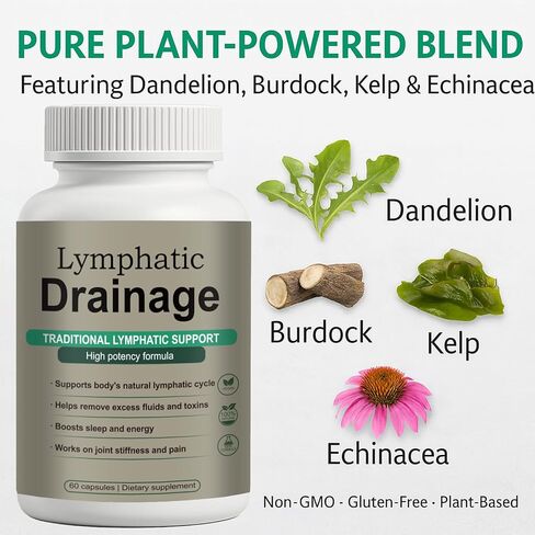 Lymphatic Drainage Capsules – Natural Herbal Blend with Dandelion, Burdock, Kelp & Echinacea – Supports Circulation & Fluid Balance in Saudi Arabia