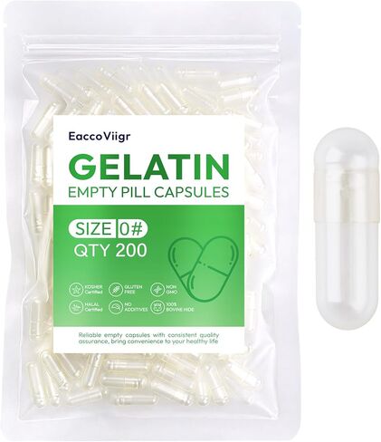 Size 0 Gelatin Empty Capsules - 100 Count Clear Empty Pill Capsules, Fillable Empty Gel Capsule for Homemade Vitamins & Powders, Easy for DIY Supplements in Saudi Arabia