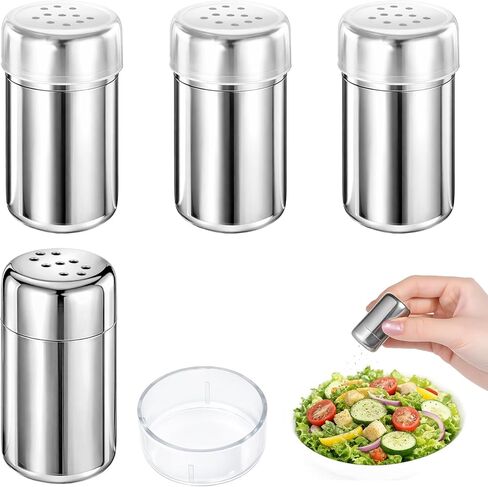 4Pcs Mini Stainless Steel Salt and Pepper Shakers, Portable Spice Containers with Lid Seasoning Dredge Shaker, Moisture Proof, Leak-Proof for Camping, Lunch Box, Kitchen, Picnic (1.9 x 0.98 Inch) in Saudi Arabia