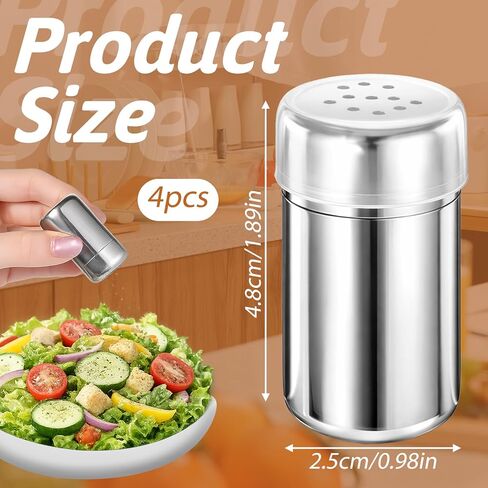 4Pcs Mini Stainless Steel Salt and Pepper Shakers, Portable Spice Containers with Lid Seasoning Dredge Shaker, Moisture Proof, Leak-Proof for Camping, Lunch Box, Kitchen, Picnic (1.9 x 0.98 Inch) in Saudi Arabia