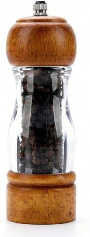 Wood Pepper Grinder Mill, 6.3 Inch Acrylic Sea Salt Shaker with Adjustable Coarseness, Refillable Manual Ceramic Core Spice Crusher for Kitchen Cooking, BBQ, Table Setting in Saudi Arabia
