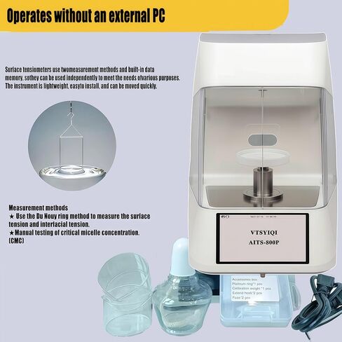 Automatic Surface Interfacial Tensiometer Lab Surface Tension Measuring Devices With Test Range 1000mN/m Accuracy 0.1mN/m 4.3-inch Touch Screen Platinum Ring Du Nouy Ring Method in Kuwait