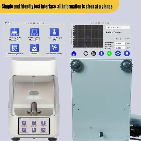 Automatic Surface Interfacial Tensiometer Lab Surface Tension Measuring Devices With Test Range 1000mN/m Accuracy 0.1mN/m 4.3-inch Touch Screen Platinum Ring Du Nouy Ring Method in Kuwait