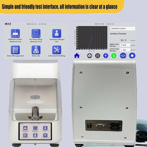 Automatic Surface Interfacial Tensiometer Liquid Interfacial Tension Measurement With Platinum Plate Test Range 1000mN/m ASTM D-971 Standard 4.3-inch Touch Screen Accuracy 0.1mN/m in Kuwait