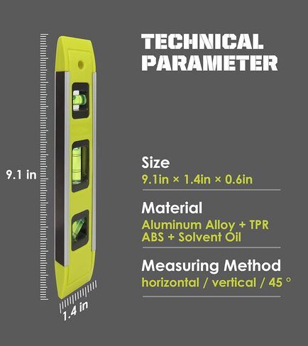 المستوى والأداة، مستوى الطوربيد المقوى بالألمنيوم المغناطيسي، 9 بوصة، أخضر، قطعة واحدة in Kuwait